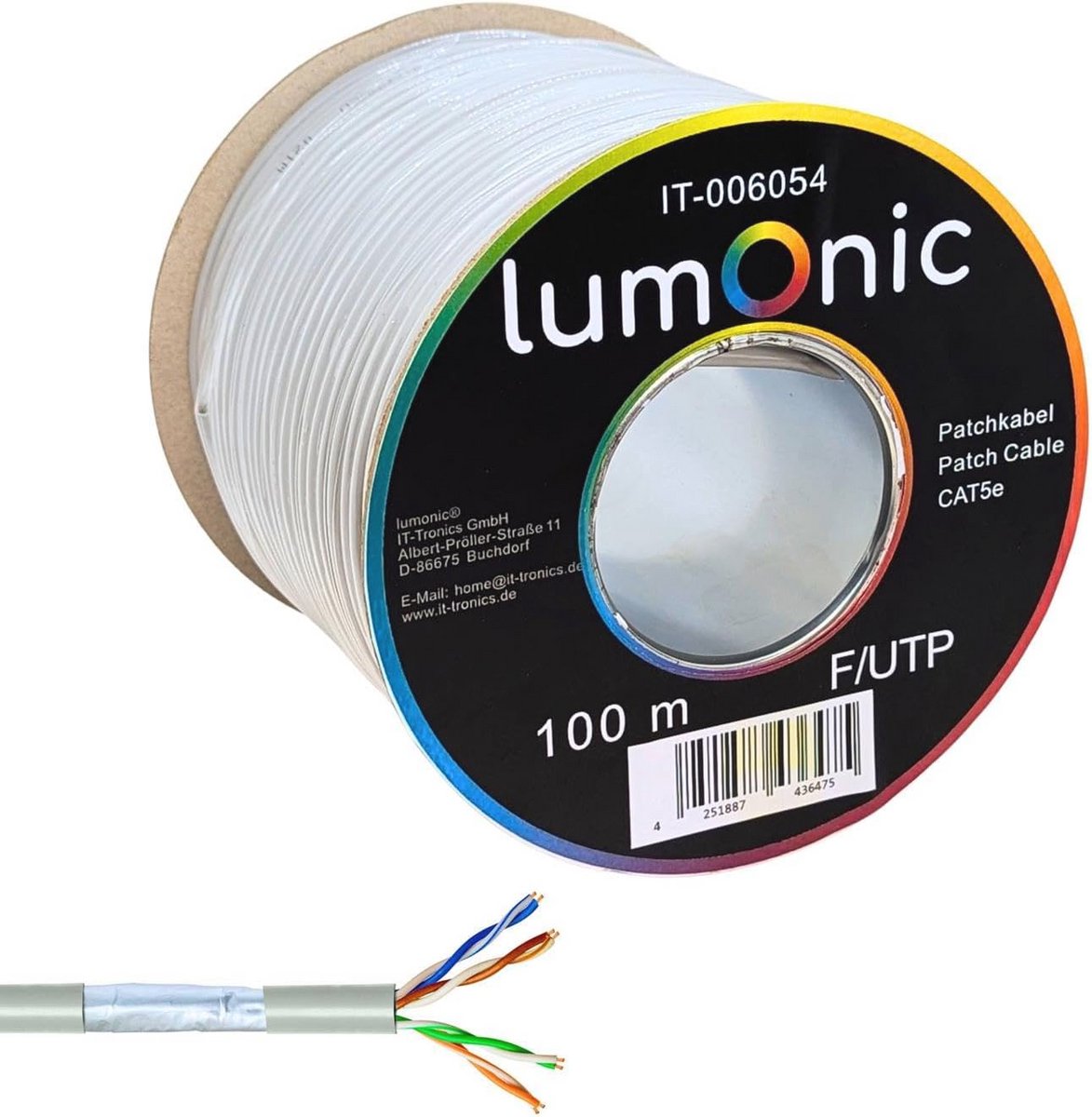 100m CAT5e F/UTP netwerkkabel voor Gigabit LAN, flexibele patchkabel voor binnengebruik
