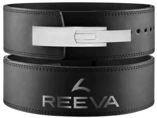 Reeva Riem Powerlift en cuir Zwart avec fermeture à boucle en acier inoxydable - Taille XS - Ceinture à levier adaptée au Crossfit, Powerlifting, Fitness et Musculation - Ceinture de levage pour homme et femme