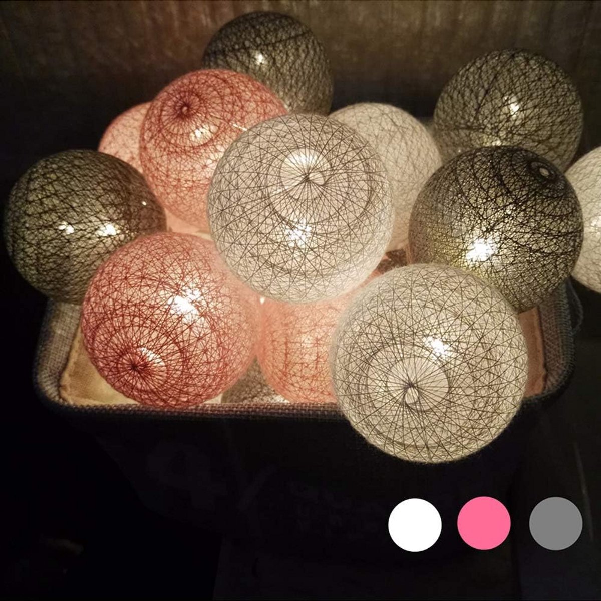 Sfeervolle Katoenen Bol Lichtjes op Batterijen voor Binnen en Buiten Decoratie