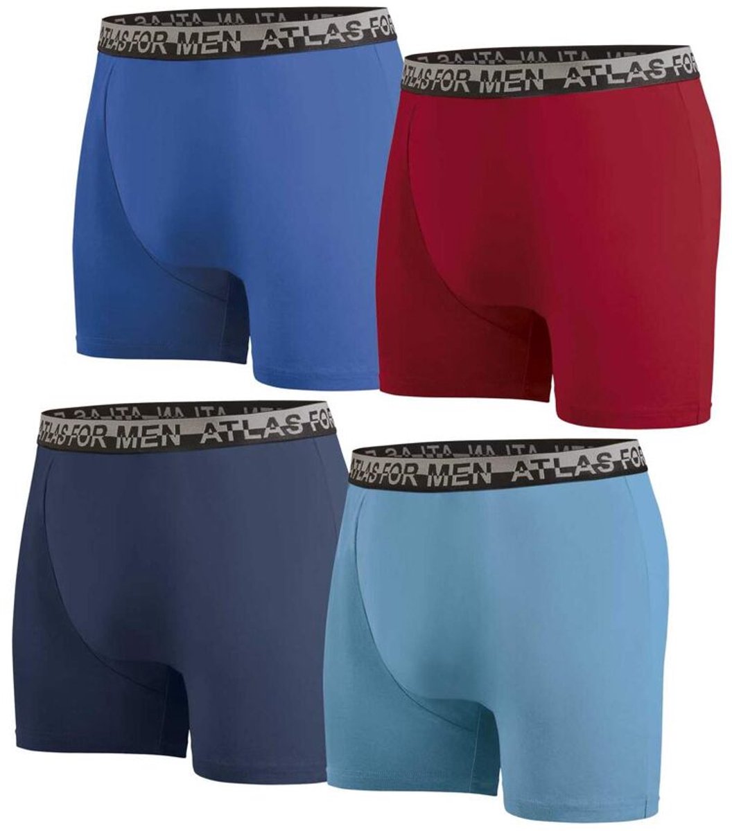 ATLAS FOR MEN - Set van 4 effen boxershorts van stretchkatoen - Heren - Verkrijgbaar in grote maten - 4XL