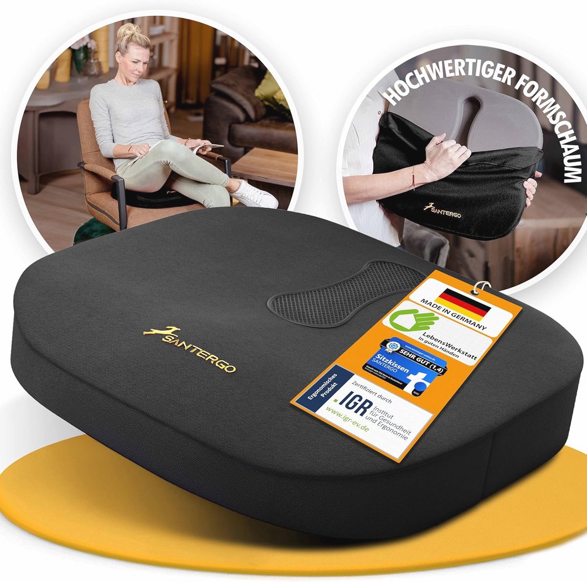 Orthopedisch Zitkussen voor Bureaustoelen en Auto's - Comfortabel en Vormstabiel Kussen voor Stuitbeen Ondersteuning