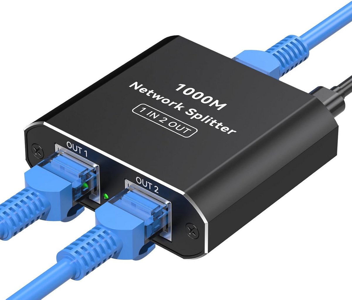 Netwerk Switch 1 naar 2 High Speed 1000Mbps Ethernet Splitter RJ45 LAN Switch met Type C Voedingskabel