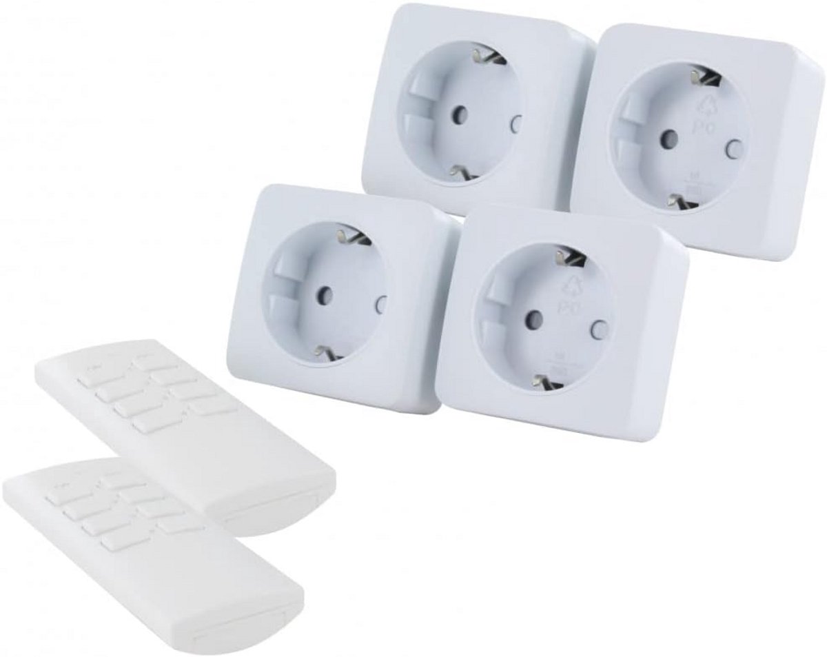 Set van 4 Draadloze Stekkerdozen met Afstandsbediening - 3000W - Type F