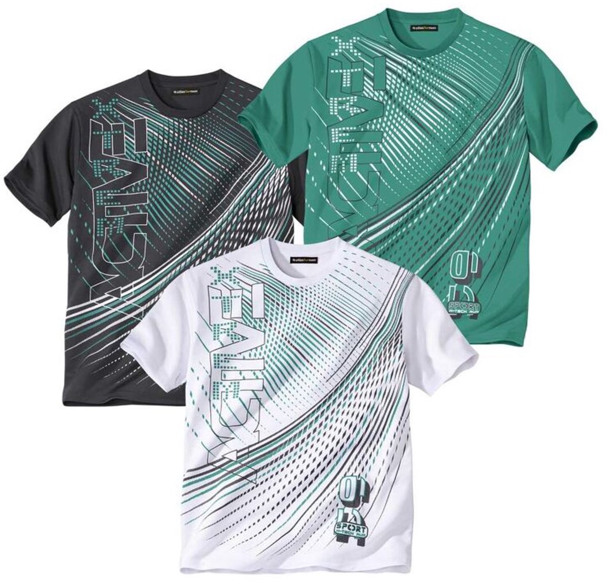 ATLAS FOR MEN - Set van 3 Active Sport T-shirts - Heren - Verkrijgbaar in grote maten - M