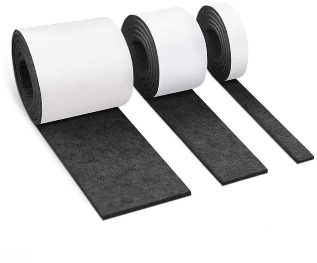 Zelfklevende Vilt Zwart - 3 stuks - Viltkussen - Viltkussens voor meubels - Antikras Vilt - Stoelpoot Beschermers - Vloer beschermer - Bescherm vilt - Plakvilt - (100 cm x 10 cm, 100 cm x 5 cm, 100 cm x 2 cm) - Zwart
