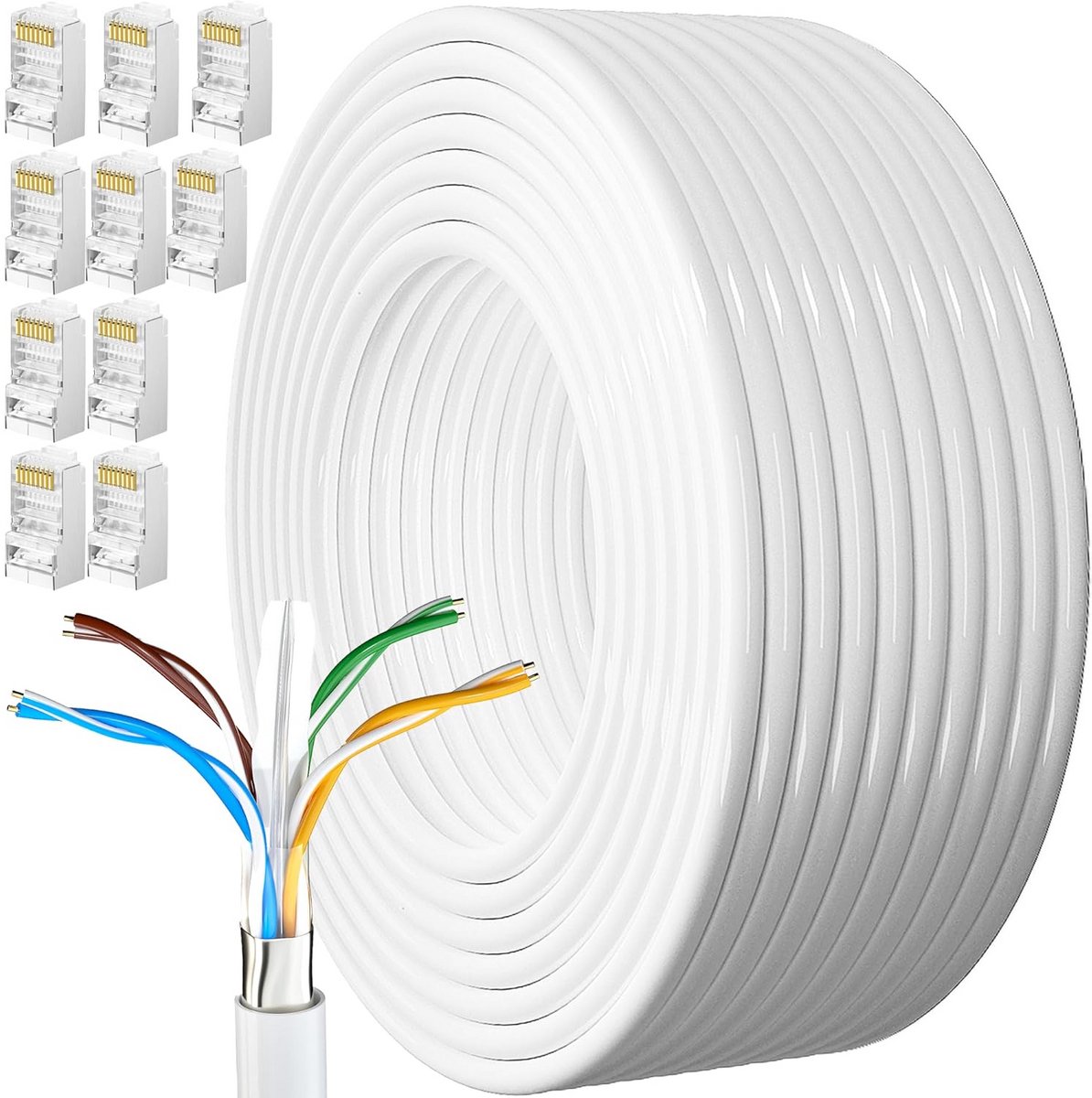 Afgeschermde Buitennetwerkkabel CAT6 50 Meter Bulk Ethernet Kabel Hoge Snelheid voor Installatie