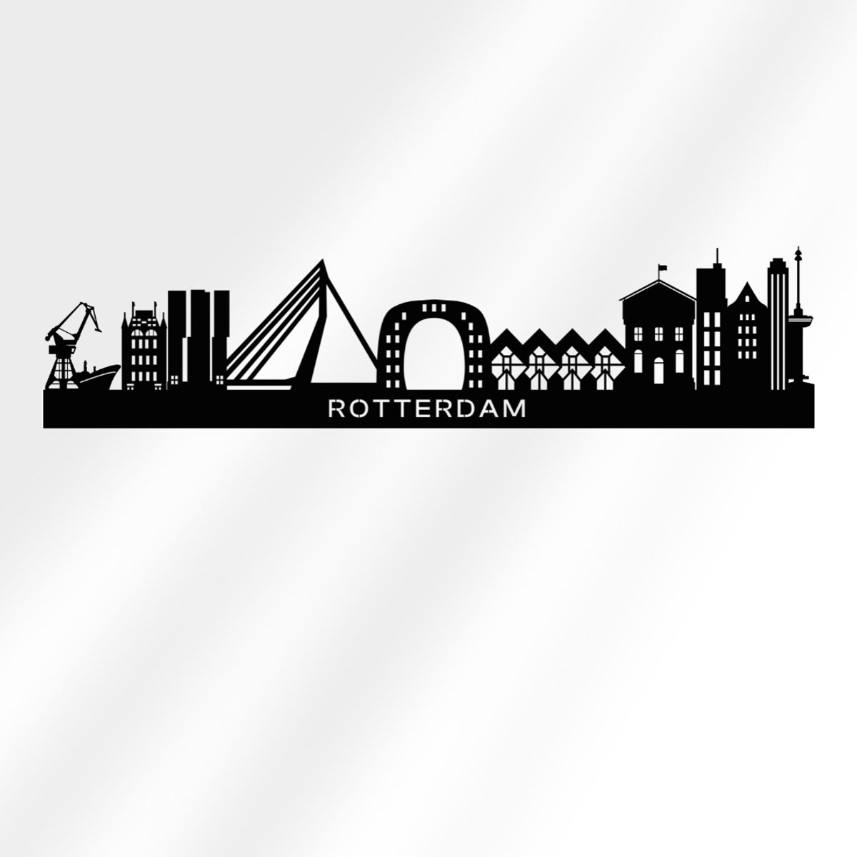 Metalen Wanddecoratie Rotterdam Skyline – Iconen van de Stad in 2mm Staal – 80x19cm