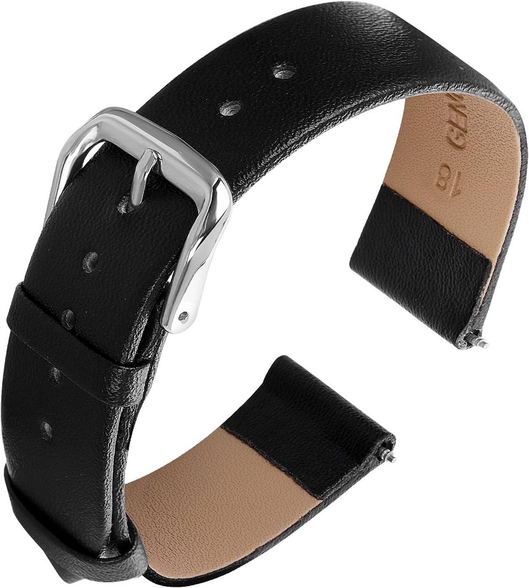 Universeel Horlogebandje van Zacht Kalfsleer met Quick-Release Systeem voor Dames en Heren