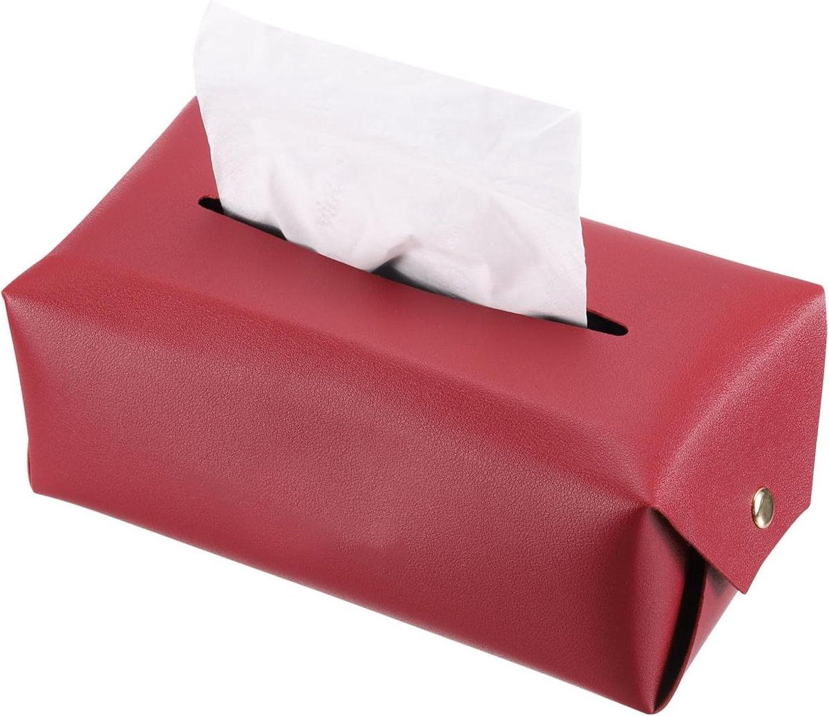 Allecta - Tissue box cover met knop - Tafelblad badkamer slaapkamer - Rood 20x11x9 cm