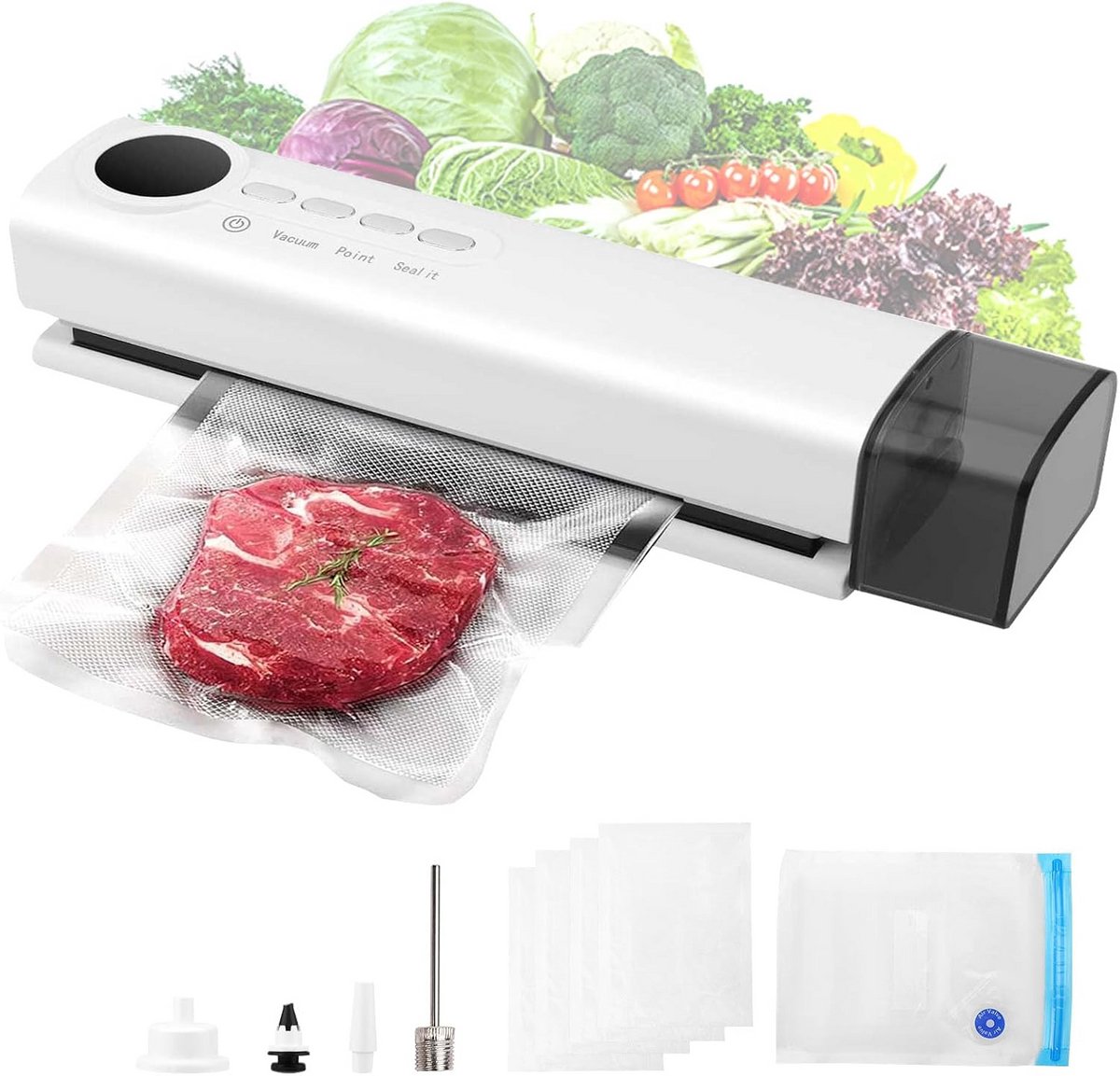 Draagbare Mini Vacuümpomp & Folie Verzegelaar - 3-in-1 Oplaadbaar voor Voedselconservering