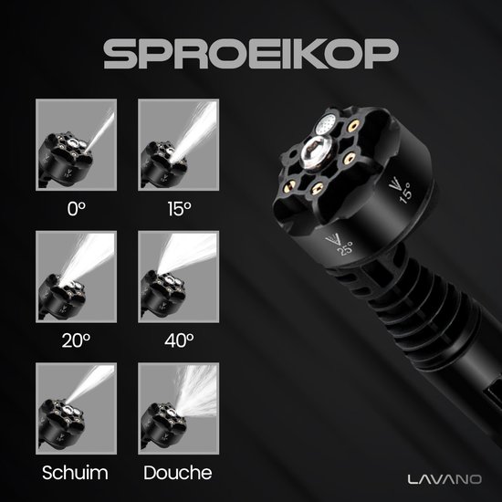 Lavano Draadloze Hogedrukreiniger - Accu 200 Bar - Mobiele Terrasreiniger - Hogedrukspuit - 6 in 1 Sproeikop - Auto & Tuin reiniger van Merkloos	 — afbeelding 2