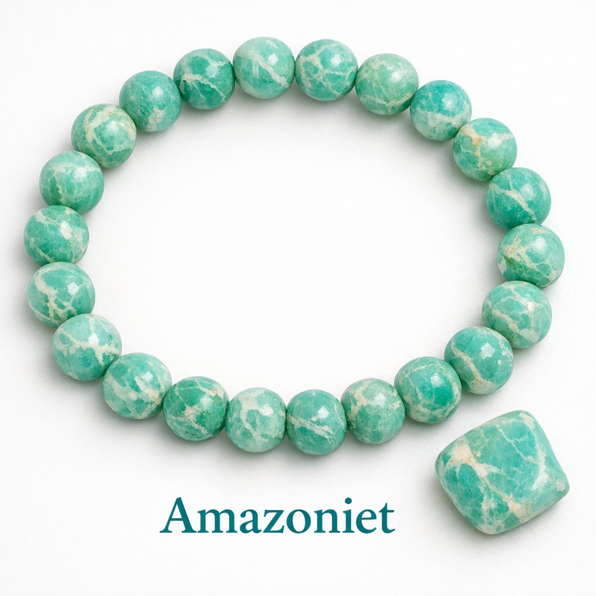 S4H Amazoniet Edelstenen Armband – 8 mm Kralen – 18 cm – Natuursteen – Rust, Bescherming & Emotionele Balans
