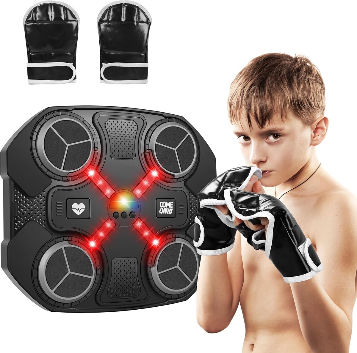 Music boxing machine - sportspeelgoed - geschikt voor kinderen en volwassenen - aan de muur bevestigd bluetooth smart beat dartbord - met bokshandschoenen - trainingsmat speelgoed - geschikt voor jongens, meisjes, kinderen (3-12 jaar).