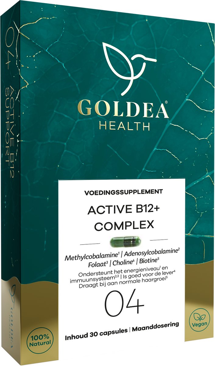 Goldea Health Vitamine B12 - Vegan - Voedingssupplement - Actieve vorm - 1000mcg - 30 capsules
