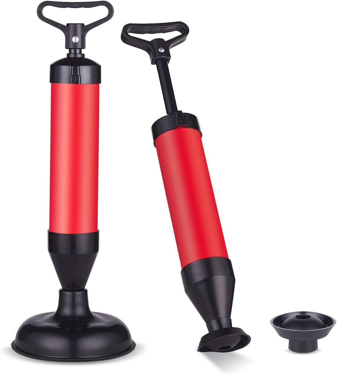 Hoge druk afvoer toilet plunjer met verwisselbare koppen - ideaal voor toilet, douche en bad