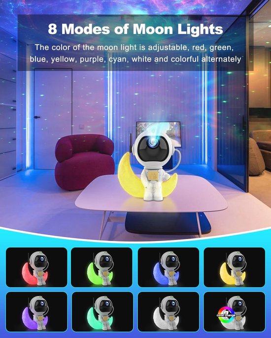 Astronaut Galaxy Projector - Sterrenprojector met Mist en Afstandsbediening - Nachtlampje voor Kinderen en Volwassenen - Beste Cadeaus — afbeelding 3