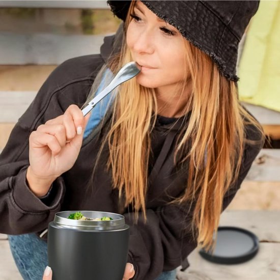 Thermo voor warme gerechten 40oz - draagbare roestvrijstalen bentobox - geïsoleerde voedselpot - voor volwassenen -lunchcontainers met brede opening - voor warme gerechten thermo-bentoboxen kom voedselcontainer kantoor thuis picknick - zwart van Merkloos — afbeelding 3