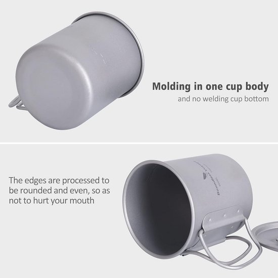 Titanium Outdoorpan Met Deksel - 750ml, 800ml, 1100ml, 1300ml - Inklapbaar Handvat Voor Kamperen en Wandelen — afbeelding 2