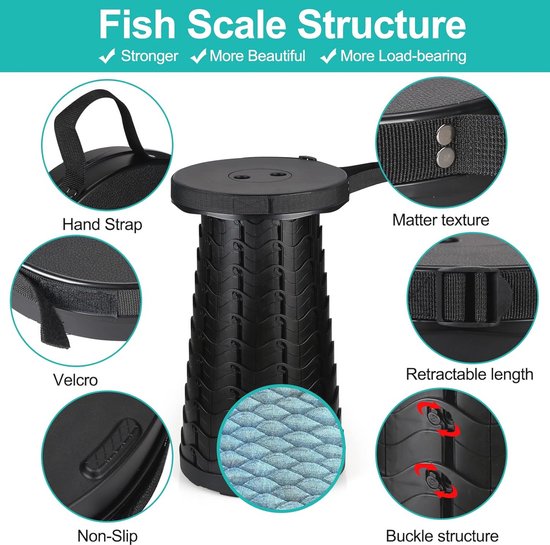 Foldable stool - telescopische kruk voor kamperen, vissen, BBQ - 180 kg — afbeelding 4