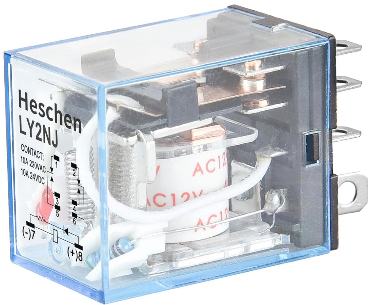 Relais voor Algemene Doeleinden - 12 VAC, 10 A, DPDT met LED-Display