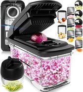 Stosh Mandoline - Groentesnijder - Uiensnijder - Spiraalsnijder - Frietsnijder - Rasp - 6-delig - Zwart - RVS - BPA vrij
