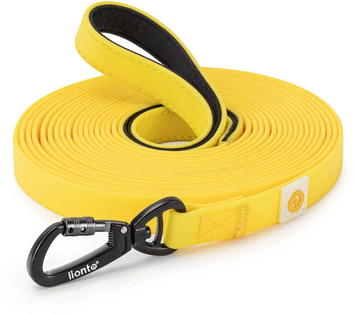 lionto honden sleeplijn waterafstotend & met 360° karabijnhaak, neongeel 20 m