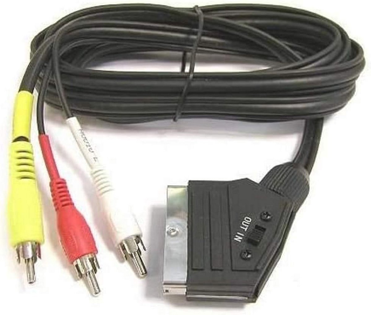 SCART kabel naar 3xCINCH met IN/Out schakelaar - 1,5 m