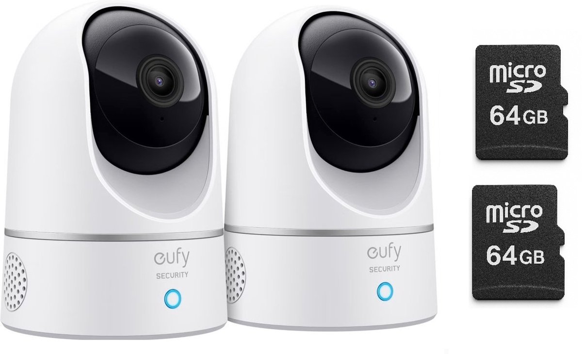 Eufy Security Binnencamera 2K Pan & Tilt met 2x 64GB