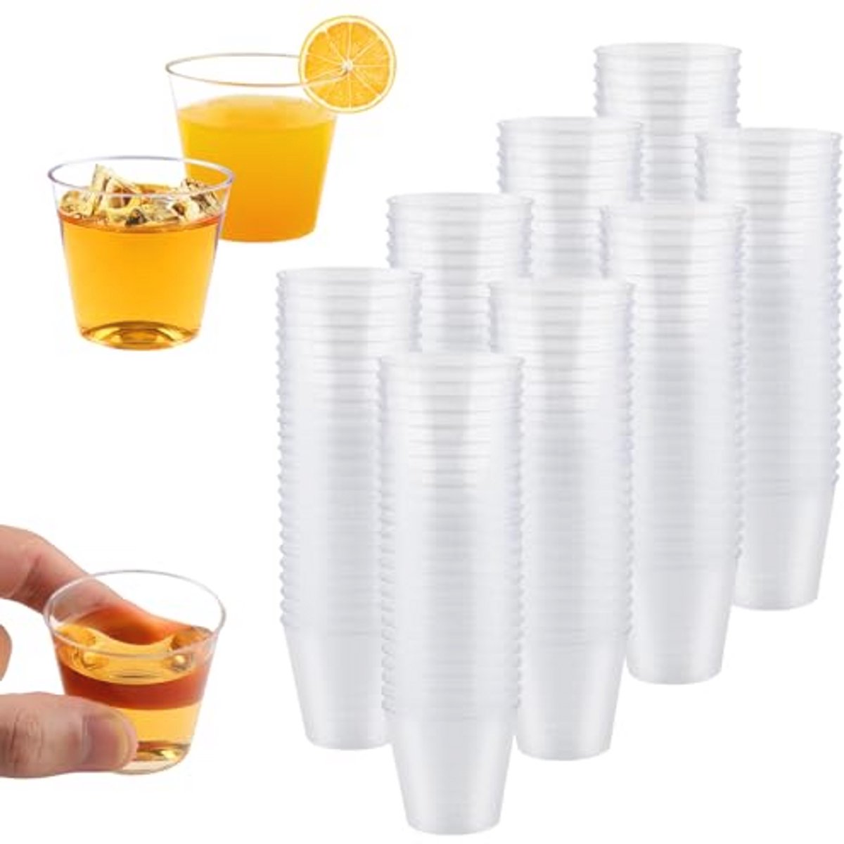 Borrelglazen 200 stuks - Transparante Herbruikbare Glazen voor Feestjes en Evenementen