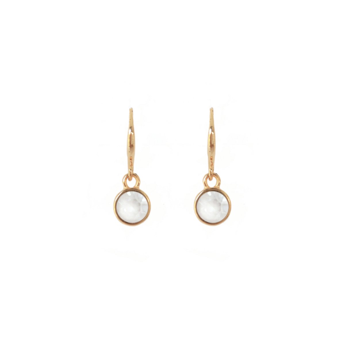 Oorhangers white midi - snow white - Swarovski - verguld - Bliss Label