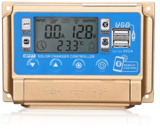 50A MPPT Zonne-laadregelaar met Bluetooth en Dubbele USB-uitgang - 12V/24V