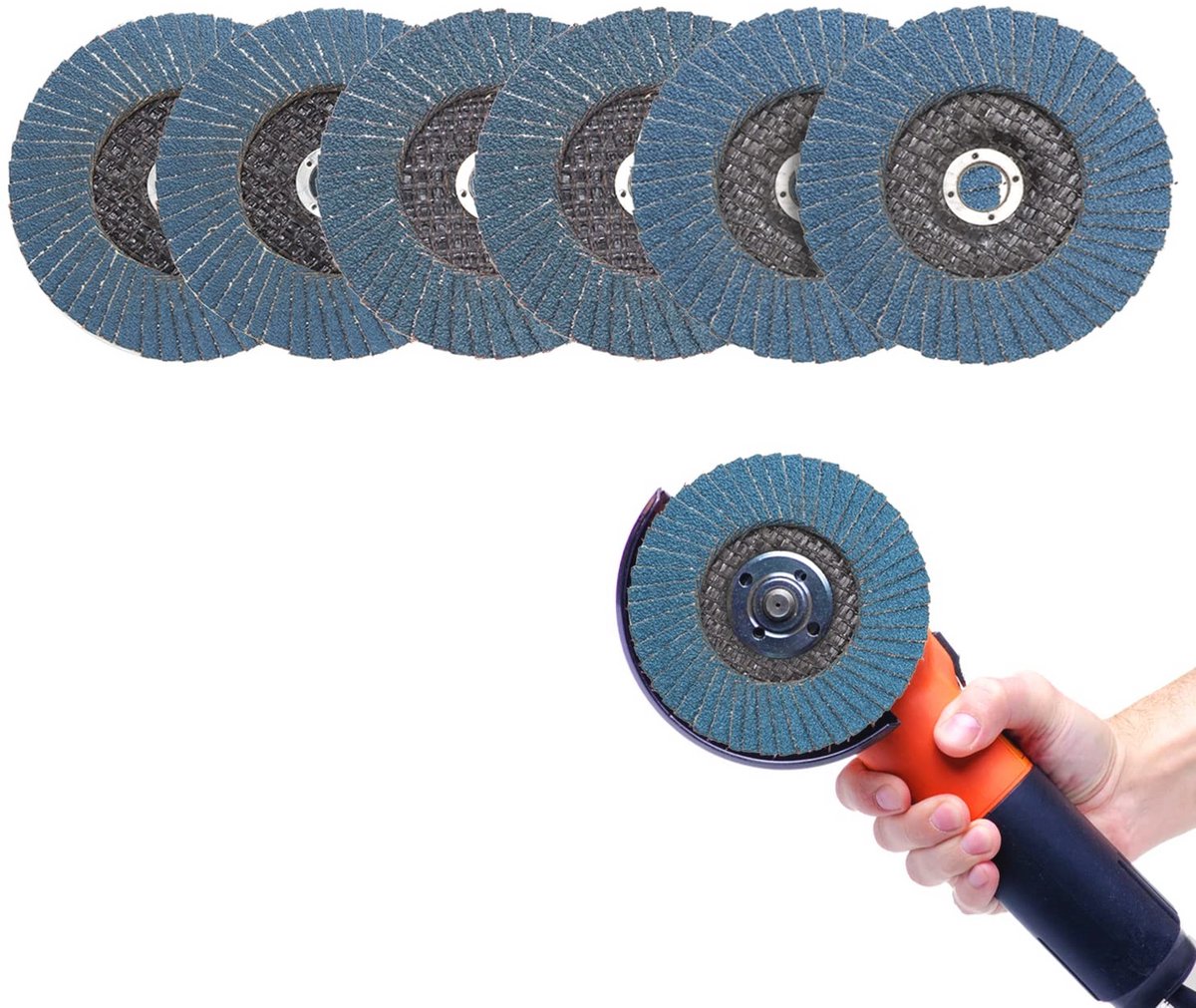 Lamellenschijven Ø 75 mm - Set van 6 - Voor Metaal, Staal & Hout - Diverse Korrelgroottes 60/80/120