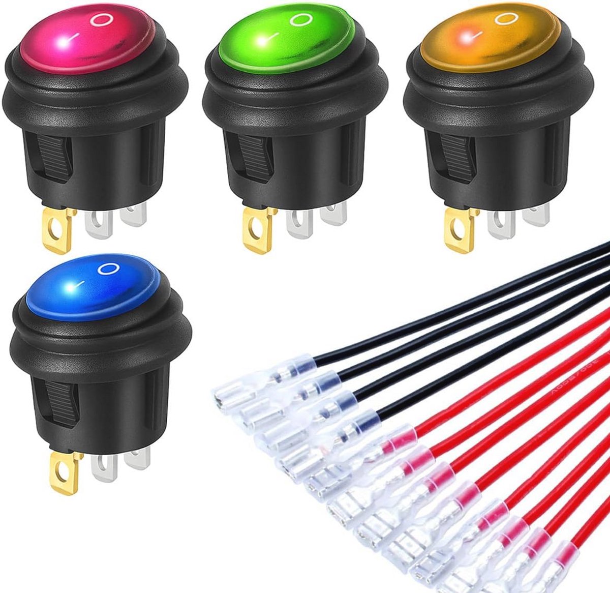 Mini Momentary Drukknop 7mm 3V-230V - Voorbedrade AAN/UIT 2 Pin