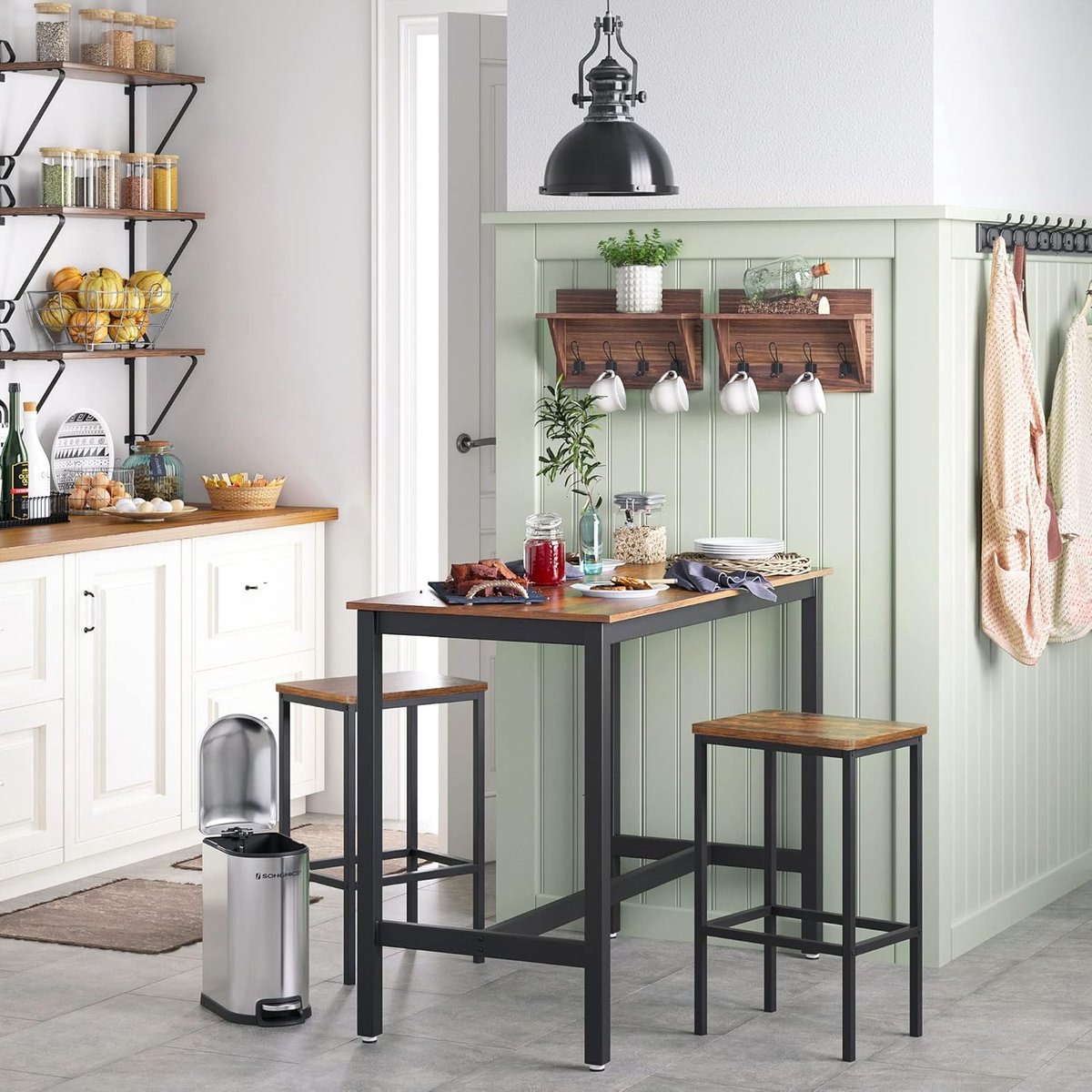 Set van 2 Design Barkrukken met Rugleuning - Barkrukken – Keuken- Barstoelen Voetensteun - Medahomestore