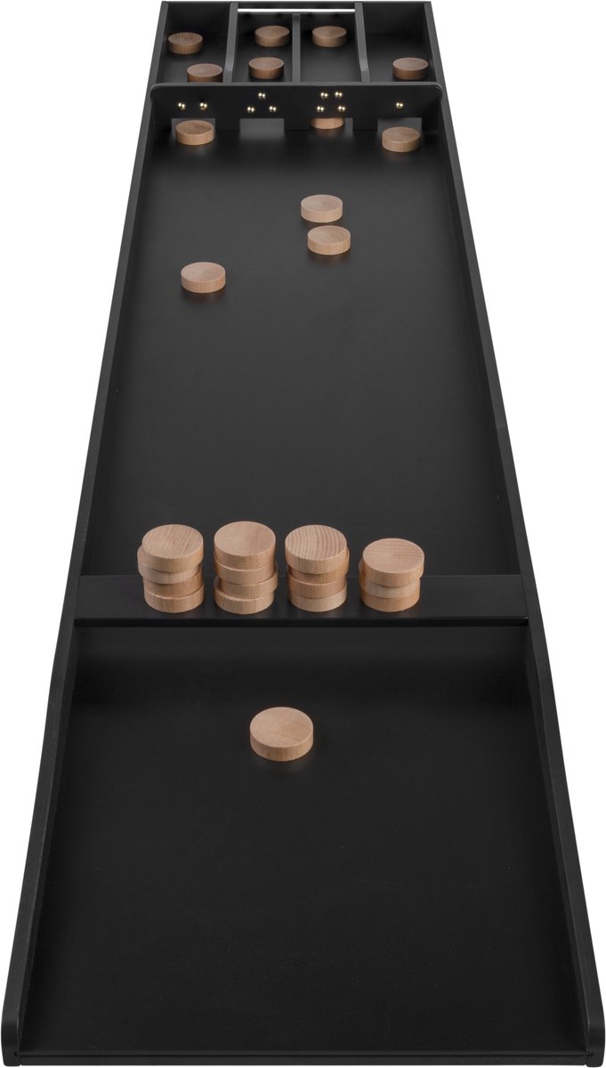 Longfield Sjoelbak Advanced - Black Limited Edition - 200 cm Wedstrijdsjoelbak - met 30 Sjoelstenen