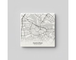 Stadskaart Keramische Tegel “Amsterdam, Nederland” – Minimalistische Urban Map Wanddecoratie, Moderne Reis Woondecoratie Tegel 15 x 15 cm