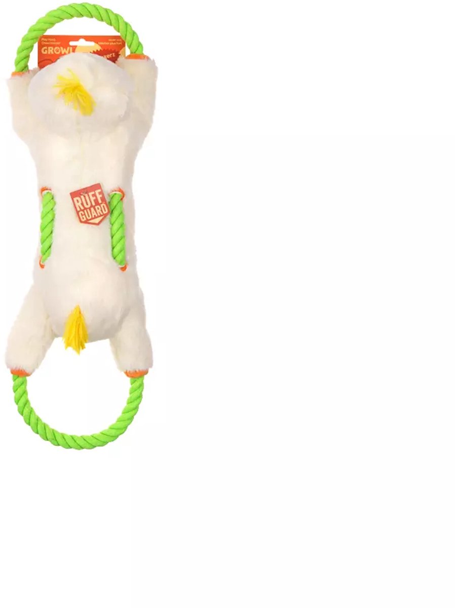 Growl Haystackerz Hondenspeeltje met Pieper - Pluche Hondenspeelgoed - Kauwspeelgoed en Trektouw voor Alle Honden - Quacker de Eend
