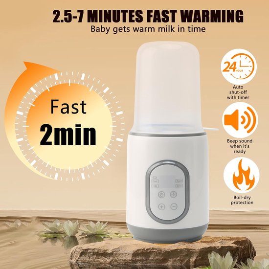 8-in-1 snelle fleswarmer, babyvoedselwarmer, draadloze fleswarmer met timer, automatisch uitschakelen, snelle verwarming en ontdooien van babyvoedsel, verwarming en — afbeelding 2