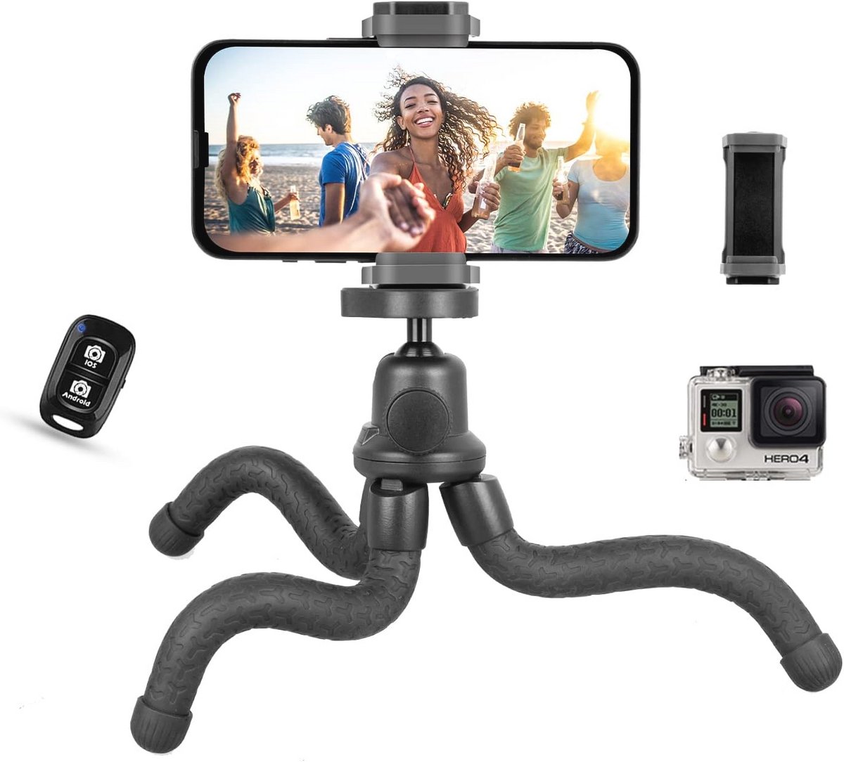 Mobiele Telefoon Statief - Siliconen Mini Statief voor Smartphone en Camera met Draadloze Afstandsbediening
