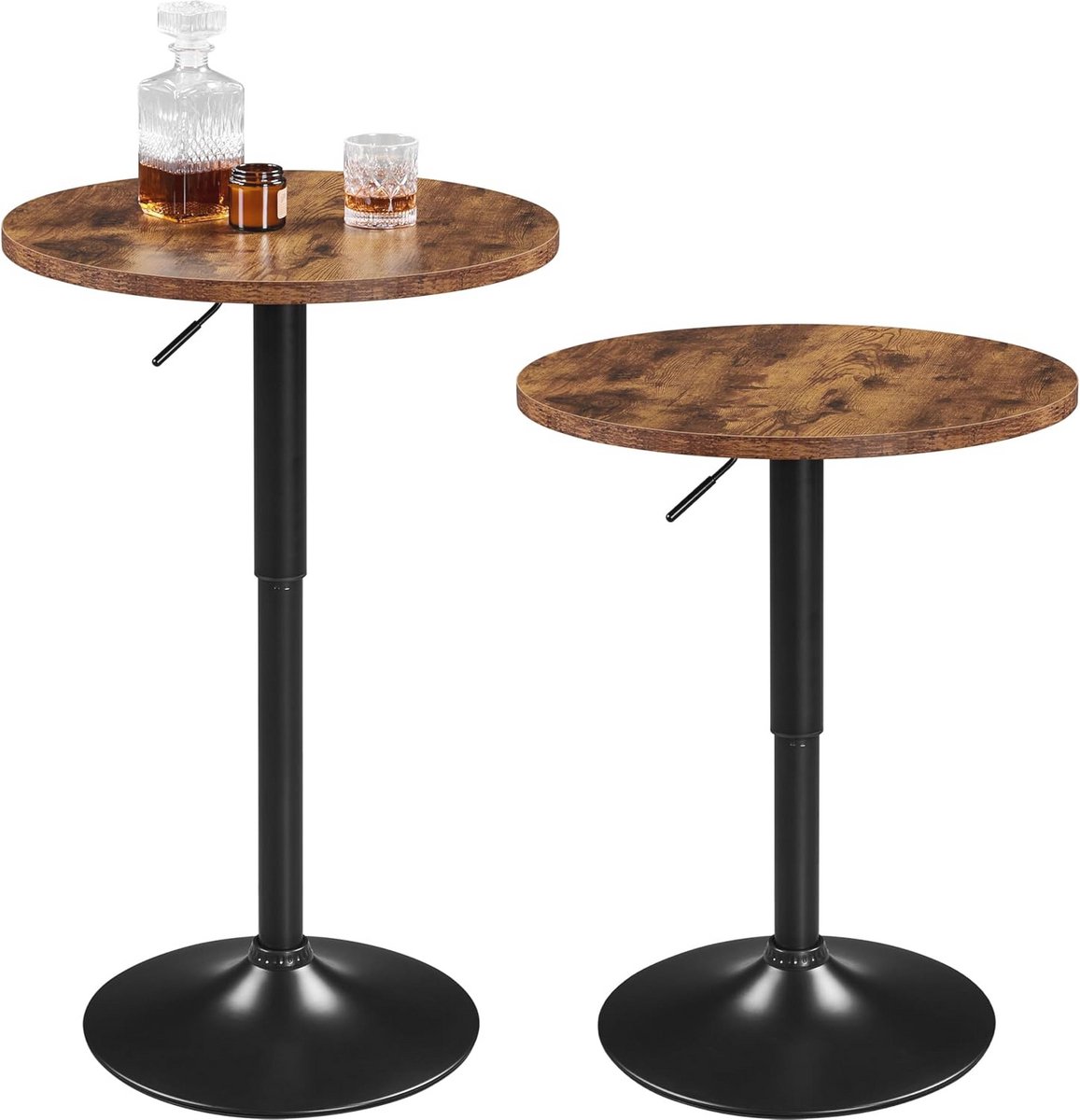 Set van 2 ronde verstelbare bartafels 69,5-91 cm – draaibaar en multifunctioneel voor thuis