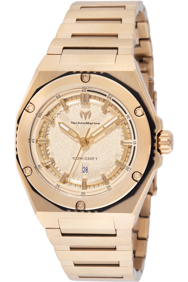 TechnoMarine CORAL TM-416045 Dames Horloge - Waterdicht - Analoog - Quartz Uurwerk - Roestvrij Staal met gouden Wijzerplaat - 36mm