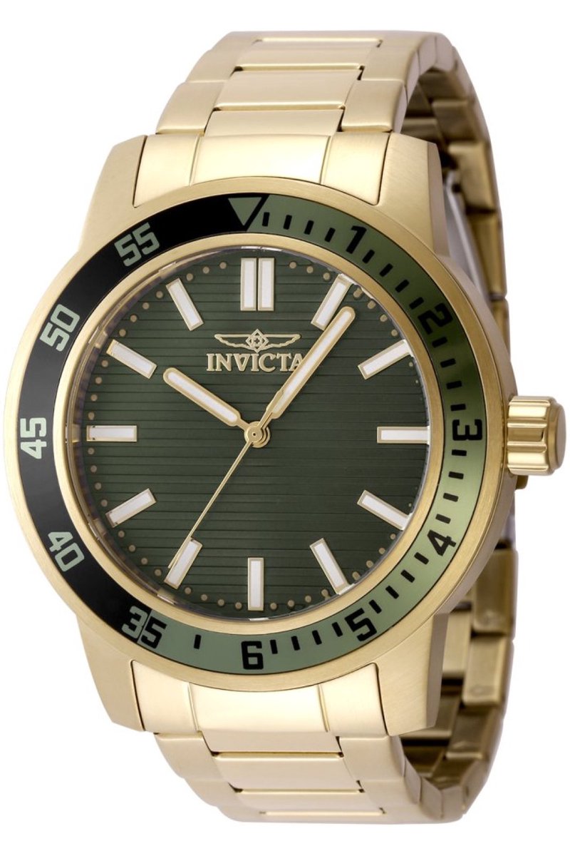 Invicta Specialty 48968 Heren Horloge - Waterdicht - Analoog - Quartz Uurwerk - Roestvrij Staal met groene Wijzerplaat - 45mm