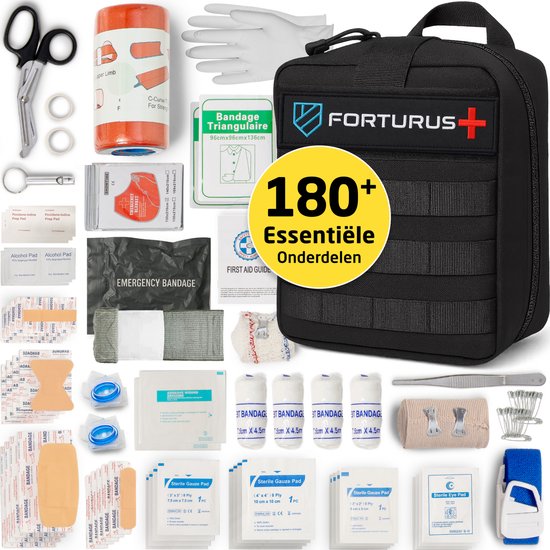 Forturus® Trauma EHBO Kit – Professionele EHBO Set & First Aid Verbanddoos met Tourniquet, CPR-masker, Spalk & Noodverband voor Auto, Thuis & Outdoor