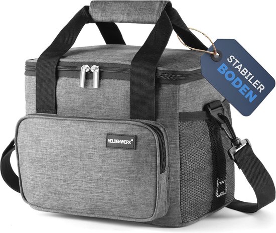 HELDENWERK Geïsoleerde Koeltas – Lekvrij, Waterdicht & Opvouwbaar – 20L Of 30L – Lichtgrijs Met 5 Vakken & Flessenopener 2 miniatura