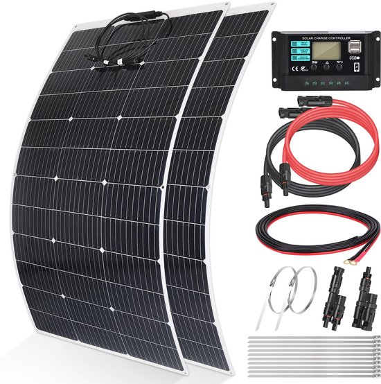 240W 12V Flexibel Zonnepaneel Set met Laadregelaar en Accessoires