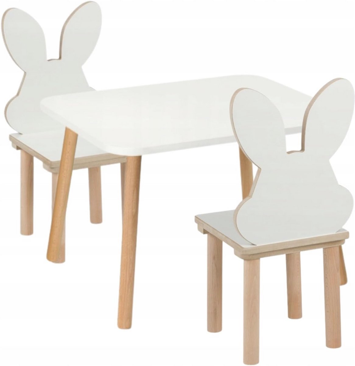 Houten Kindertafel met 2 Stoelen - Ideaal voor Spelen en Leren - 50 x 70 cm