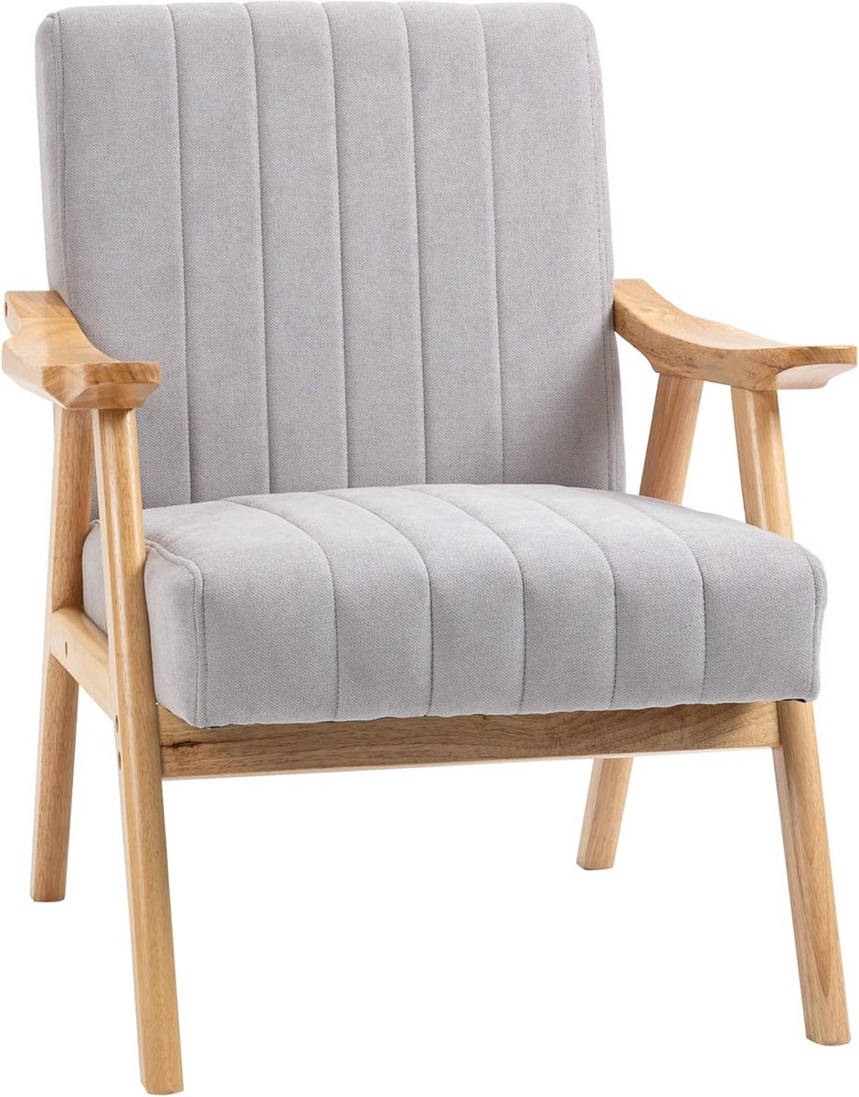 Gestoffeerde loungestoel met armleuningen in fluweellook - Scandinavisch design voor woonk