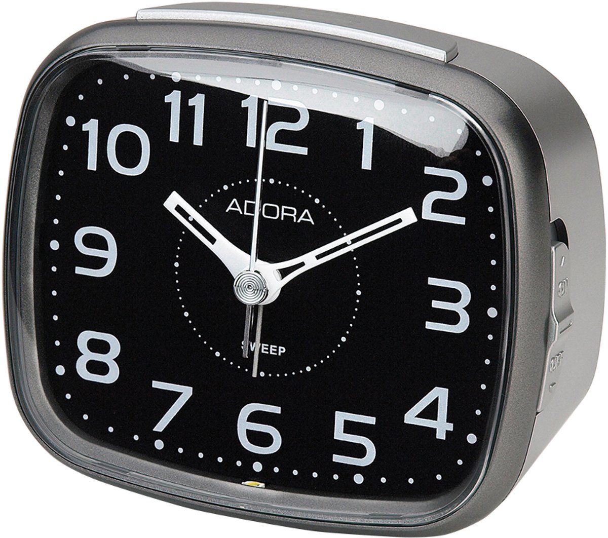 Adora Quartz Wekker – Zwart/Grijs – Compact – Snooze & Licht – Stil Uurwerk – Kunststof Behuizing
