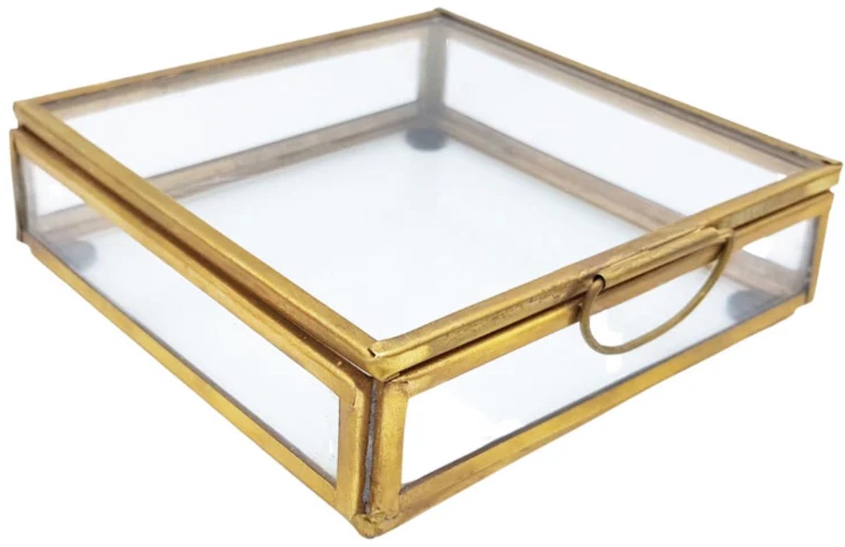 Rocaflor Displaybox Glas Messing vierkant 11x11x4cm