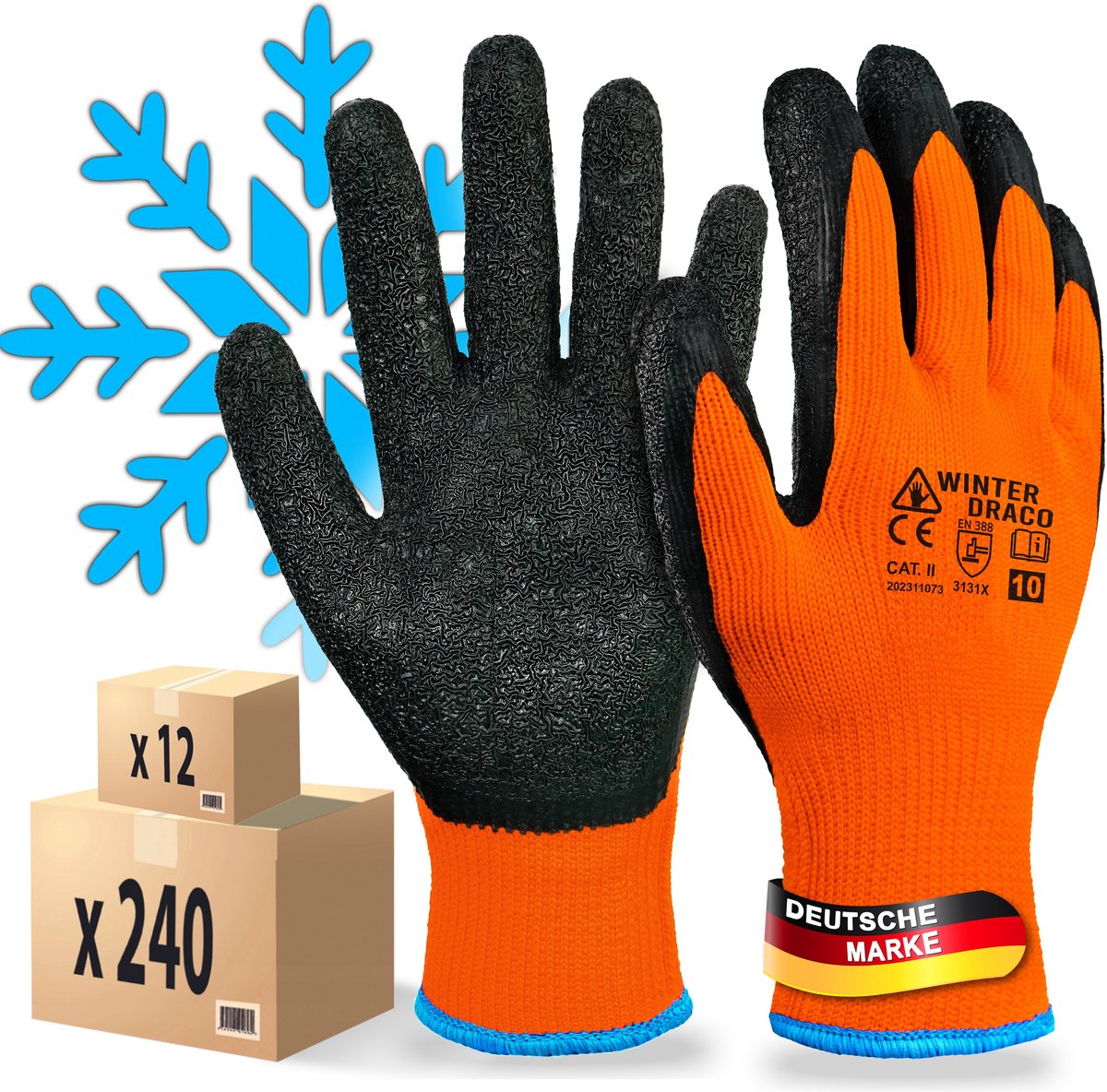 Werkhandschoenen - Oranje - maat 10 - XL - Tuinhandschoenen - Winter - Mechanix - Werkhandschoenen heren -set van 12 - Schuurvast - Koudebestendig - Snijbestendig